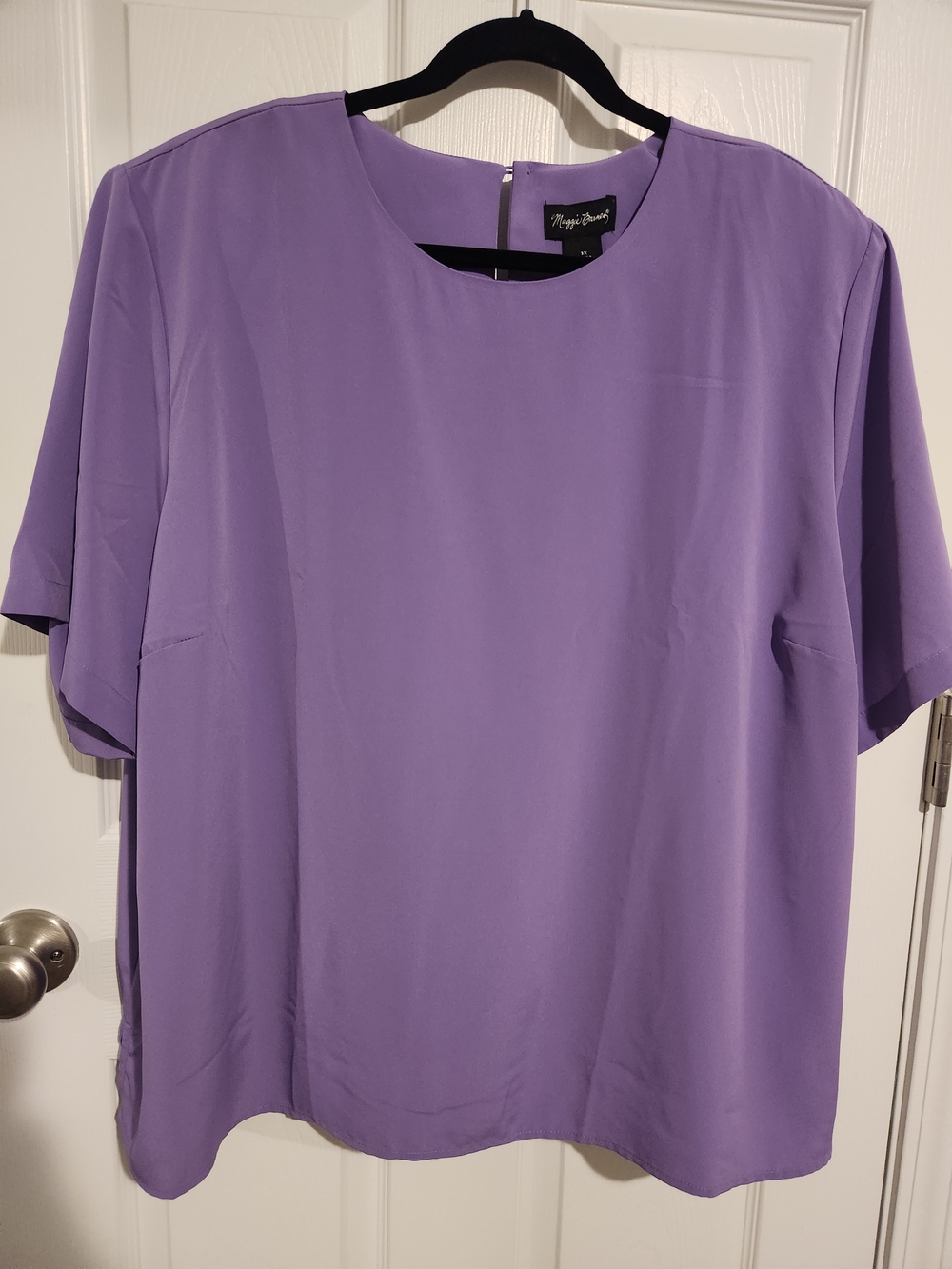 Maggie Barnes Lavender Short Sleeve Round Neck Blouse